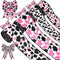 4 Rolls 20 Yards Pink Cow Print Wired Edge Ribbons Black White Pink Cow Spot Pattern Ribbons Cow Print Ornaments Fabric Ribbons Animal Print Ribbo...