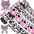 4 Rolls 20 Yards Pink Cow Print Wired Edge Ribbons Black White Pink Cow Spot Pattern Ribbons Cow Print Ornaments Fabric Ribbons Animal Print Ribbo...
