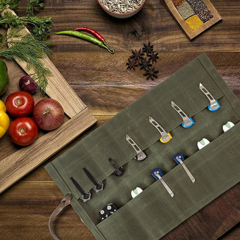Knife Display Bag With 12 Slots Pocket Knives,Folding Knife Holder Organizer,Knives Roll Collection Protector Bag,Tactical Outdoor for EDC Mini Kn...