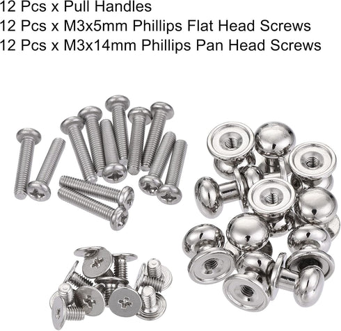 uxcell 9mm Head Dia. Round Knobs Pull Handle, 12pcs Zinc Alloy for Drawer Pulls Gift Box Cabinet Door Knobs with Screws, Silver Tone...