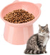 Pink Cat Food Bowl Elevated Tilted Raised Slanted Stand Dish for Neck Protection & Whisker Friendly Feeding-Christmas City Collection, Anti Vomiti...