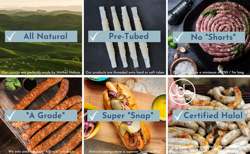 Natural SHEEP Casings for Sausage Making, 24-26mm, Great Hot Dog Casing or Sausage Casing for Merguez & Breakfast Sausage, Pre-Tubed, Edible, A Gr...