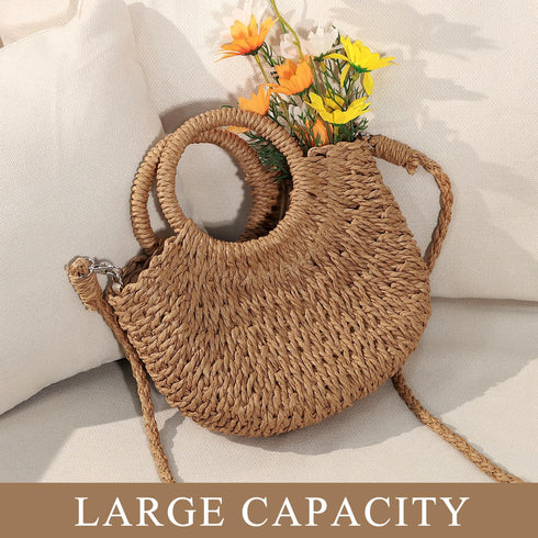 Straw Bags for Women Straw Clutch Purses Beach Crossbody Tote Bags Handbag...