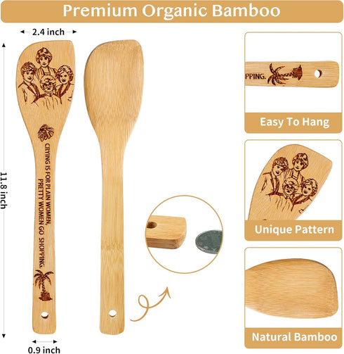 Golden Girls Kitchen Decor Accessories Wooden Spoons for Cooking -Golden Girls Merchandise for Fans,Tv Show Bamboo Utensils Gifts for Women,Birthd...