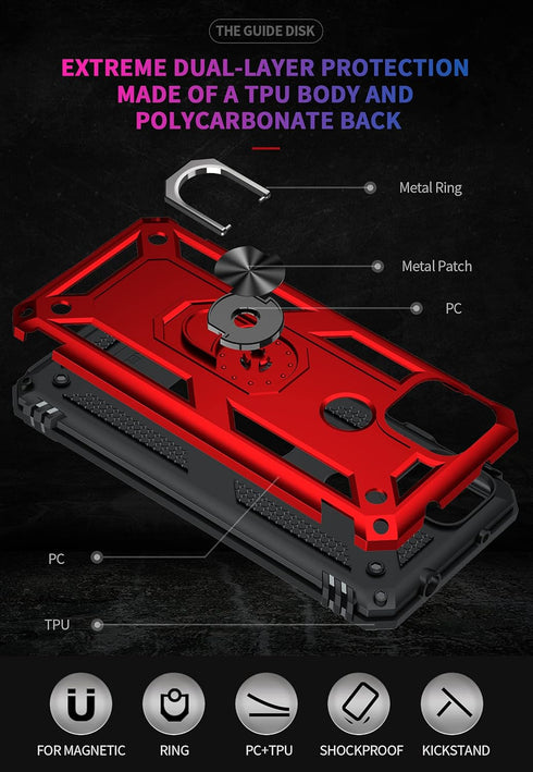 Androgate Designed for Google Pixel 5A Case with HD Screen Protectors, Military-Grade Metal Ring Holder Kickstand 15ft Drop Tested Shockproof Cove...