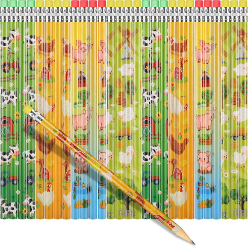 72 Pieces Farm Animal Pencils with Eraser, Assorted Pencils for Kids Cute Sheep Pig Pencils Novelty Fun Wooden Pencils for Students Reward Prize C...