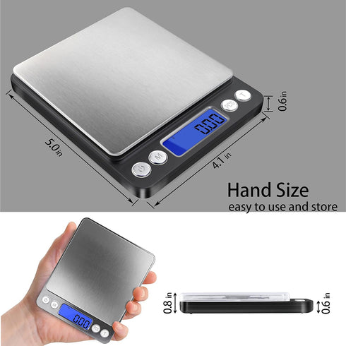 Fuzion Digital Gram Scale with 2 Trays, 500g/ 0.01g Small Jewelry Scale, 6 Units Gram Scales Digital Weight Gram and Oz, Tare Function Digital Her...
