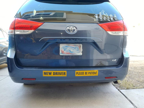 TOTOMO New Driver Sticker for Car – Large 12x3 Adhesive Reflective Vehicle Safety Sign Window Cling for Student Rookie Learner Drivers Removable B...