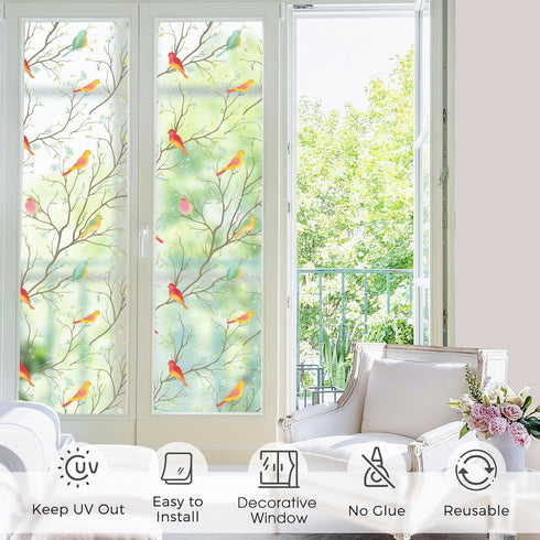 Coavas Privacy Window Film Non-Adhesive Translucent Bird Window Film Decorative Glass Film Static Cling Film Bird Windows Stickers for Home Office...