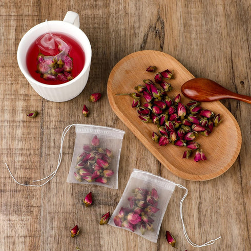 100 Pcs Loose Tea Bags Tea Filter Bags Disposable Tea Bags for Loose Leaf Tea Mesh Small Drawstring Empty Tea Bags for Coffee, Herbs, Spice Sachet...