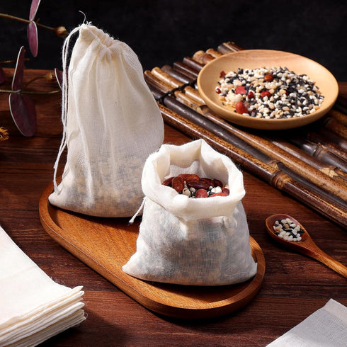 20 Pcs Spice Bags for Cooking,3.9 X 5.9 Inch Reusable Drawstring Cotton Tea Bags Muslin Bags Unbleached Tea Filter Bag Disposable Tea Bags for Loo...