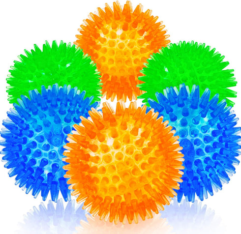 Squeaky Fetch Spike Balls TPR Toys for Pet Small Dogs Puppy Rubber 6 Pack Bright Colors Chew Teething Toys...