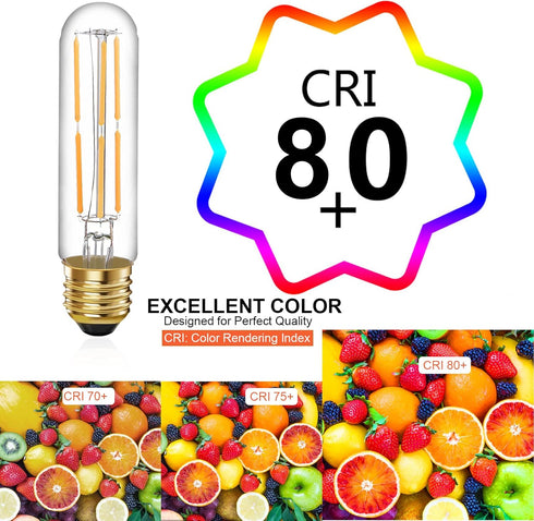 6 Pcs E26 T10 LED Tubular Light Bulbs, Daylight White Edison Bulb 4000K 6W Dimmable T10 Led Bulb for Pendant Lights, Lamps, Outdoor Long Light Bul...