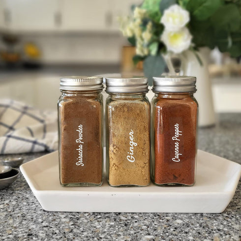 Clear Spice Jar Labels, Preprinted Waterproof Small Stickers for Organizing Kitchen and Pantry Herbs/Seasoning with White Text (Spice)...