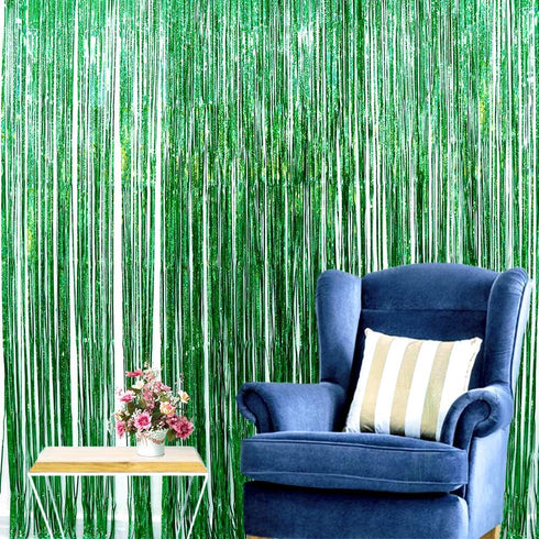 Iridescent Foil Fringe Curtains Rainforest Jungle Theme Party Supplies Birthday Wedding Party Window Door Decorations Fun Photo Booth Backdrop Pro...
