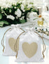 Jexila 24PCS Burlap Drawstring Gift Bags 5X7 Inches Heart Print Linen Burlap Jewelry Gift Bags Fabric Cloth Candy Goodie Pouches for Wedding Showe...