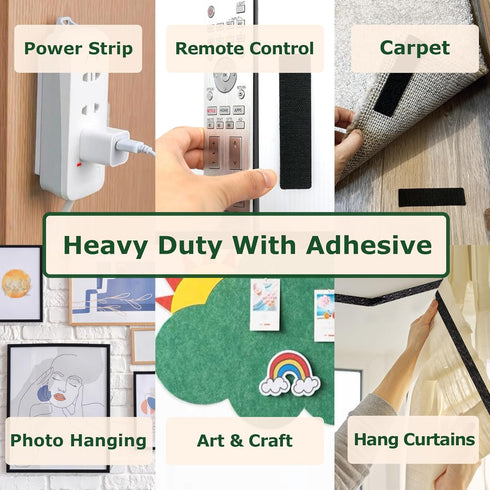 (4x6 Inch, 8 Sets) Stick On for Fabric, No Sew Sticky Back Patches for Clothes, Curtains - Double Sided Hook and Loop Tape Strips with Adhesive fo...