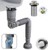 Bathroom Sink Drain Pipe Kit, 3 in 1 Plumbing, Fits for 1-1/4'' & 1-1/2'' Drain Hole, with Anti-Odor, Anti-Backflow, Space-Saving Design for Bathr...