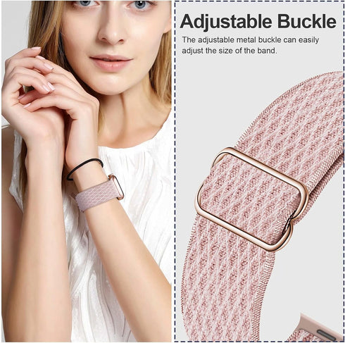 Swhatty Stretchy Nylon Solo Loop Bands Compatible with Apple Watch 38mm/40mm/41mm/42mm for Series 10, Adjustable Braided Sport Elastics Women Men ...