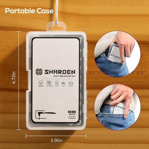 SHARDEN 1/4 Mini Ratchet Set 28pcs Right Angle Screwdriver and Bit with Metric Socket Set, 72 Tooth Small Ratcheting Wrench Offset Screwdriver Low...