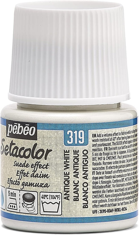 Pebeo Suede Effect Setacolor Fabric Paint, 45ml, Antique White...