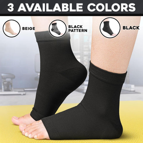 Ankle Compression Socks (XXL, Black), Effective Ankle Brace w/ 20-30 mmHg Compression for Foot Pain Relief, Ankle Support Sleeve for Plantar Fasci...