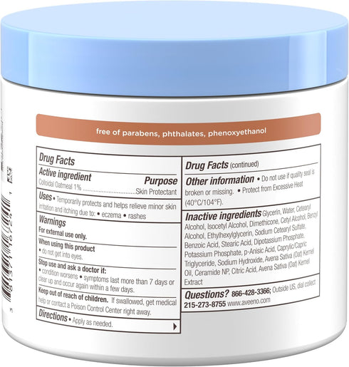 Aveeno Baby Eczema Therapy Nighttime Moisturizing Body Balm, Nourishing Skin Protectant Soothes & Relieves Dry, Itchy Skin from Eczema, Hypoallerg...