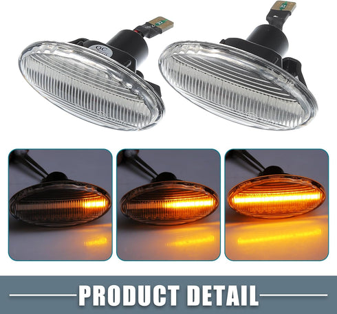 LED Side Marker Repeater Sequential Flowing Turn Signal Light GJ6A-51-120E for Mazda 3 2004-2009 Plastic Clear Lens Amber Light (Set of 2)...