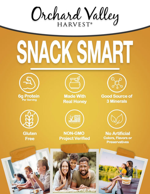 Orchard Valley Harvest Honey Roasted Mixed Nuts, 1 Ounce Bags (Pack of 15), Almonds, Peanuts, Pecans, and Cashews, Gluten Free, Non-GMO, No Artifi...