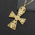 18K Gold Plated Large Ethiopian Eritrean Cross Pendant Necklace for Women Men Traditional Ornaments Habesha African Ethnic Jewelry | 3mm Figaro Ch...