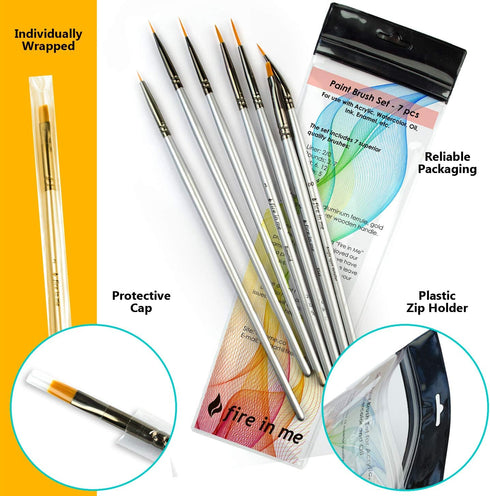 Best Model Miniature Paint Brushes - Small Detail Paint Brush Set - 7 pcs Model Paint Brushes for Miniature Painting, Fine Detailing – Tiny, Mini,...
