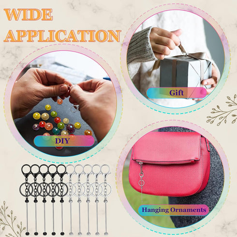 20 Pcs Beadable Keychain Bars Metal Beaded Blank Keychains Charms DIY Keychain Supplies Bulk for DIY Pendant Jewelry...