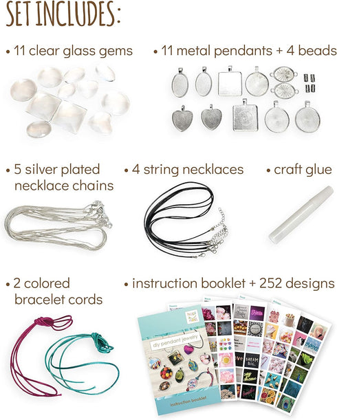 Hapinest Jewelry Making Kit for Girls Arts and Crafts Gifts Ages 8 9 10 11 12 Years Old and Teens - 11 Charm Pendants, 9 Necklaces, 2 Bracelets...
