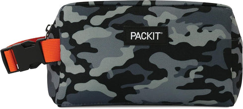 PackIt Freezable Snack Box, Charcoal Camo, Built with ECOFREEZE Technology, Collapsible, Reusable, Zip Closure with Buckle Handle, Great for All A...