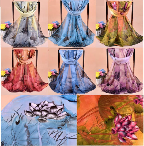 Sureio 6 Pcs Scarves for Women Lightweight Summer Floral Print Pattern Scarf for Women Dressy Long Thin Scarf Shawl(Bright Style)...
