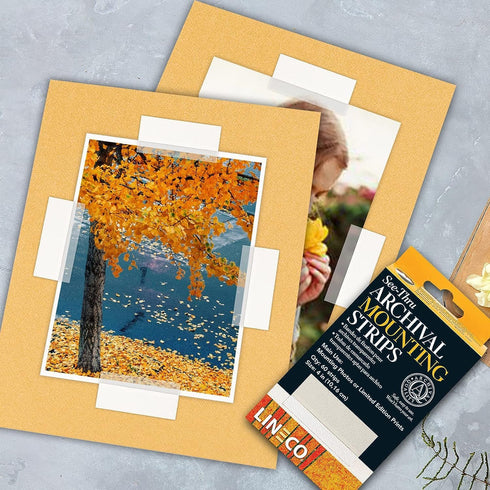 Lineco 4 Inches See-Through Archival Polyester Mounting Strips. Acid-Free, Framing Photos, Hinge-Less, Sturdy, Safe, Conservation, Easy, Artwork, ...