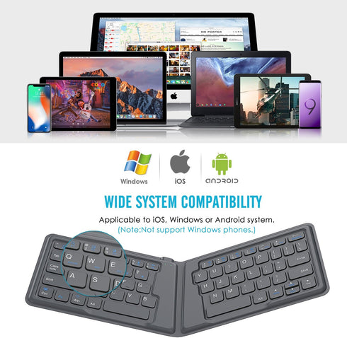 MoKo Foldable Bluetooth Keyboard, Ultra-Thin Folding Rechargeable Keyboard, Portable Wireless Keyboard for Laptop iPhone iPad, Compatible with all...