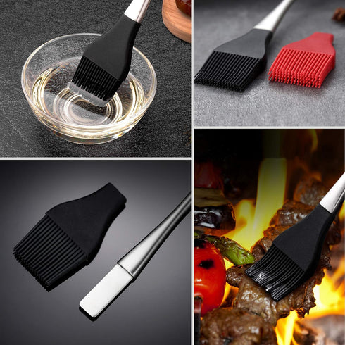 Pastry Brush - 12" Basting Brush with Long Silicone Brush Head for Kitchen Cooking Baking BBQ & Grilling, Stain Resistant Design. 2 pack...