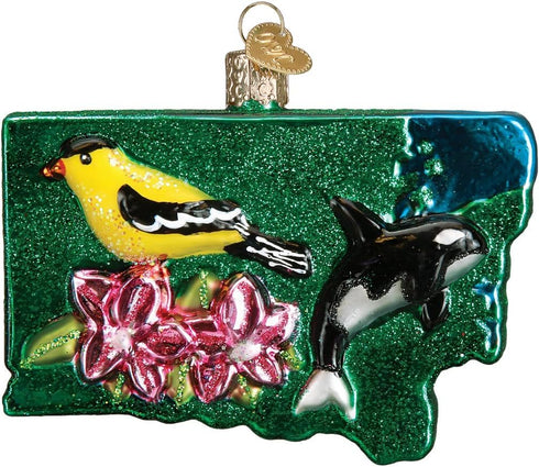 Old World Christmas Glass Blown Ornament State of Washington (36199)...