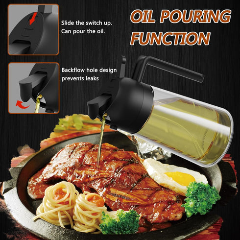 16oz/470ml oil sprayer for cooking oil dispenser for kitchen olive oil dispenser bottle 2 in 1 oil dispenser and oil sprayer Oil Sprayer for Cooki...