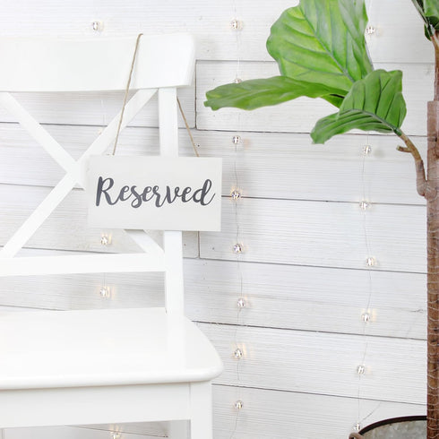 Darware Hanging Wooden Reserved Signs (6-Pack, White); Rustic Style Wood Signs for Weddings, Special Events, and Functions...