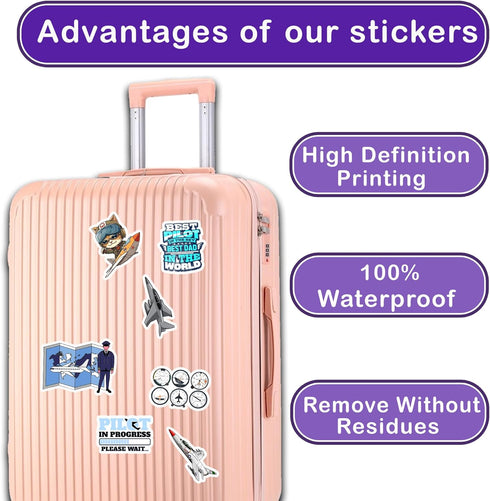 Pack 50 PCS Plane Pilot Wing Stickers Waterproof Vinyl Decals Decor Laptop Airport Flying Vehicles Suitcase Water Bottle Gifts for Teens Adults Av...