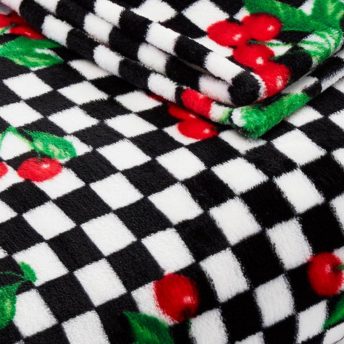 Betsey Johnson - Blanket, Buttery-Soft Throw Blanket for Couch or Bed, Boldly Plush & Oversized Bedding, Halloween Decor (Cherry Checker Red, 50" ...