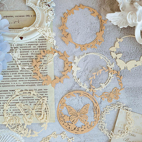 Maxleaf 60PCS Flower Cut Outs Border Card, Love Heart Butterfly Leaf Lace Star Hollow Out Frames Scrapbook Decorative Paper Card for DIY Arts Craf...