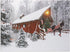 BANBERRY DESIGNS Lighted Christmas Wall Art - LED Red Covered Bridge and Horse Christmas Picture - Fiber Optic Lights in a Canvas Print with a Win...