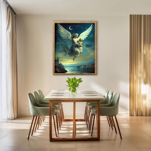 Posterizer 1 pcs-flying angel carrying a child-spiritual ethereal art work 3-Fantasy & Fiction Art Gift for Art Lovers Living Room Bedroom Decor- ...