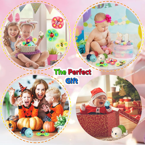 Bath Toys for Kids Ages 1-3 - Bathtub Toys for Infants Babier 6-12-18 Months - Suction Cup Fidget Spinner Toys for Toddlers Age 2-4 1 Year Old Gir...