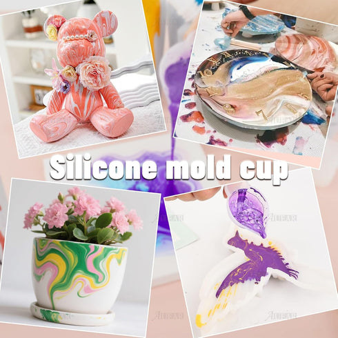 AUEAR, 10 Pack Silicone Mold Cup Dispenser Mini Measuring Mixing for DIY Jewelry Making Epoxy Resin Craft...