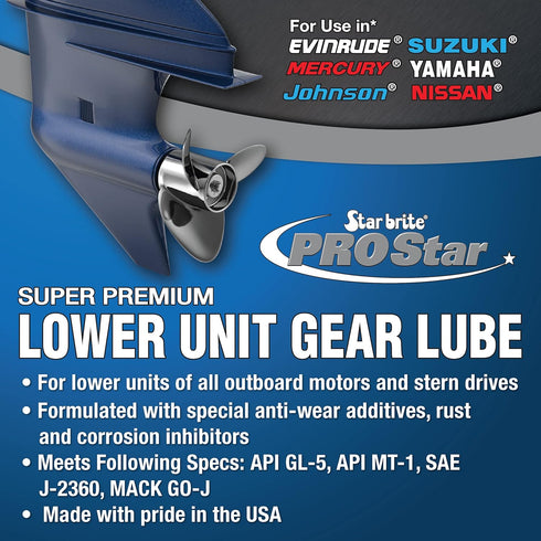 STAR BRITE High Viscosity Lower Unit Gear Lube 80W90 - Anti-Wear, Rust & Corrosion Inhibitors, Ideal for Outboard Motors & Stern Drives - 10 OZ (0...