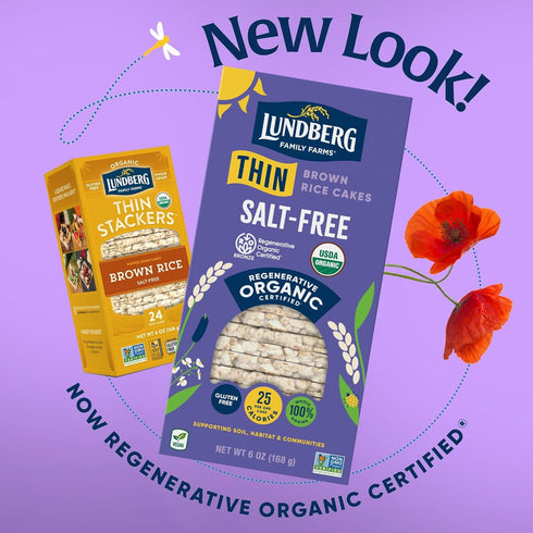 Lundberg Organic Thin Stackers, Salt-Free, 6oz, Gluten-Free, Vegan, Kosher, USDA Certified Organic, Non-GMO Verified, Whole Grain Brown Rice...